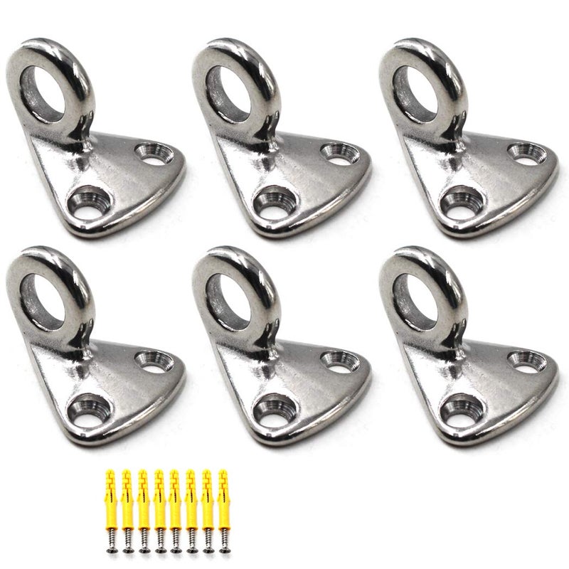 Flomore Fending Hook Marine Grade 316 Stainless Steel Pad Eye Fender Hook Boat Ship Hardware Come with Screws (Pack of 6) - Image 1